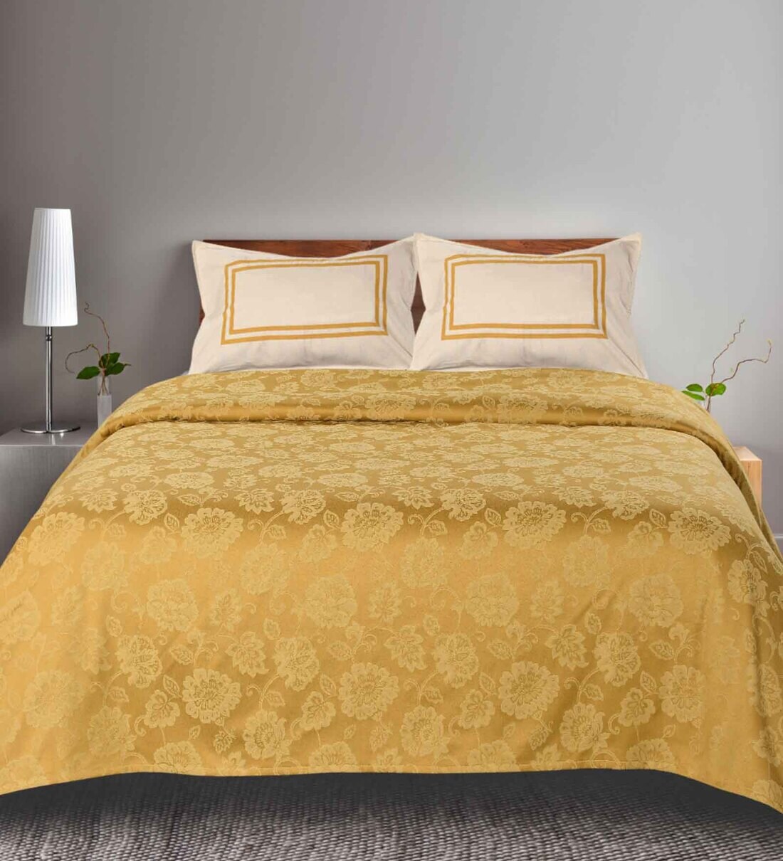 Buy Yellow Floral 144 TC 100 Cotton King Sized Fitted Bed Sheets with