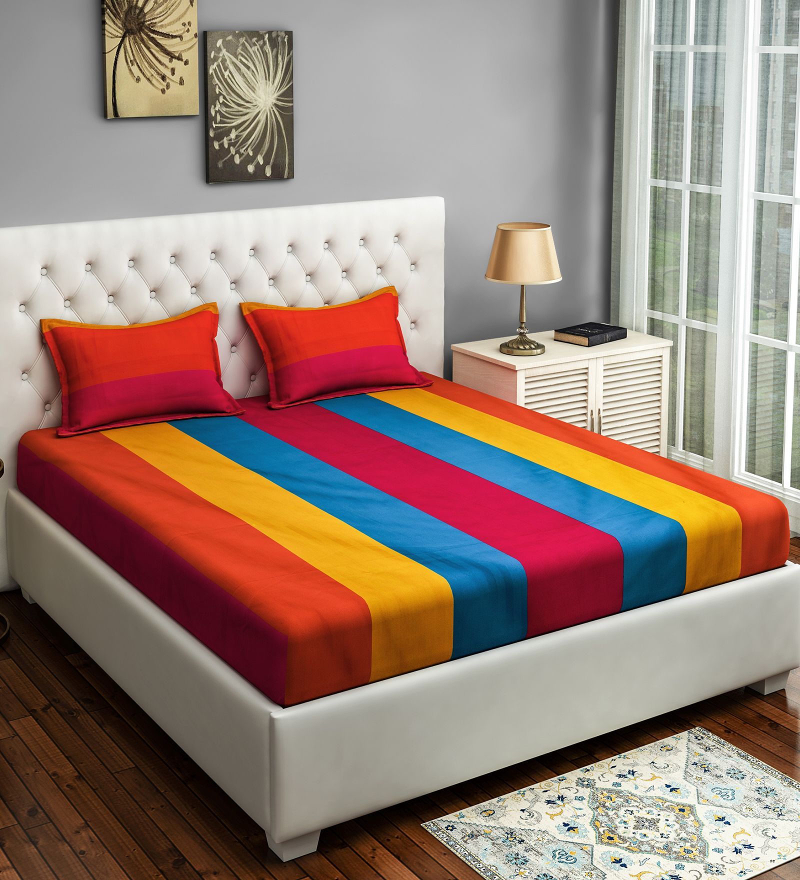 Buy Cotton 180TC King Size Bedsheet with 2 Pillow Covers at 30 OFF by