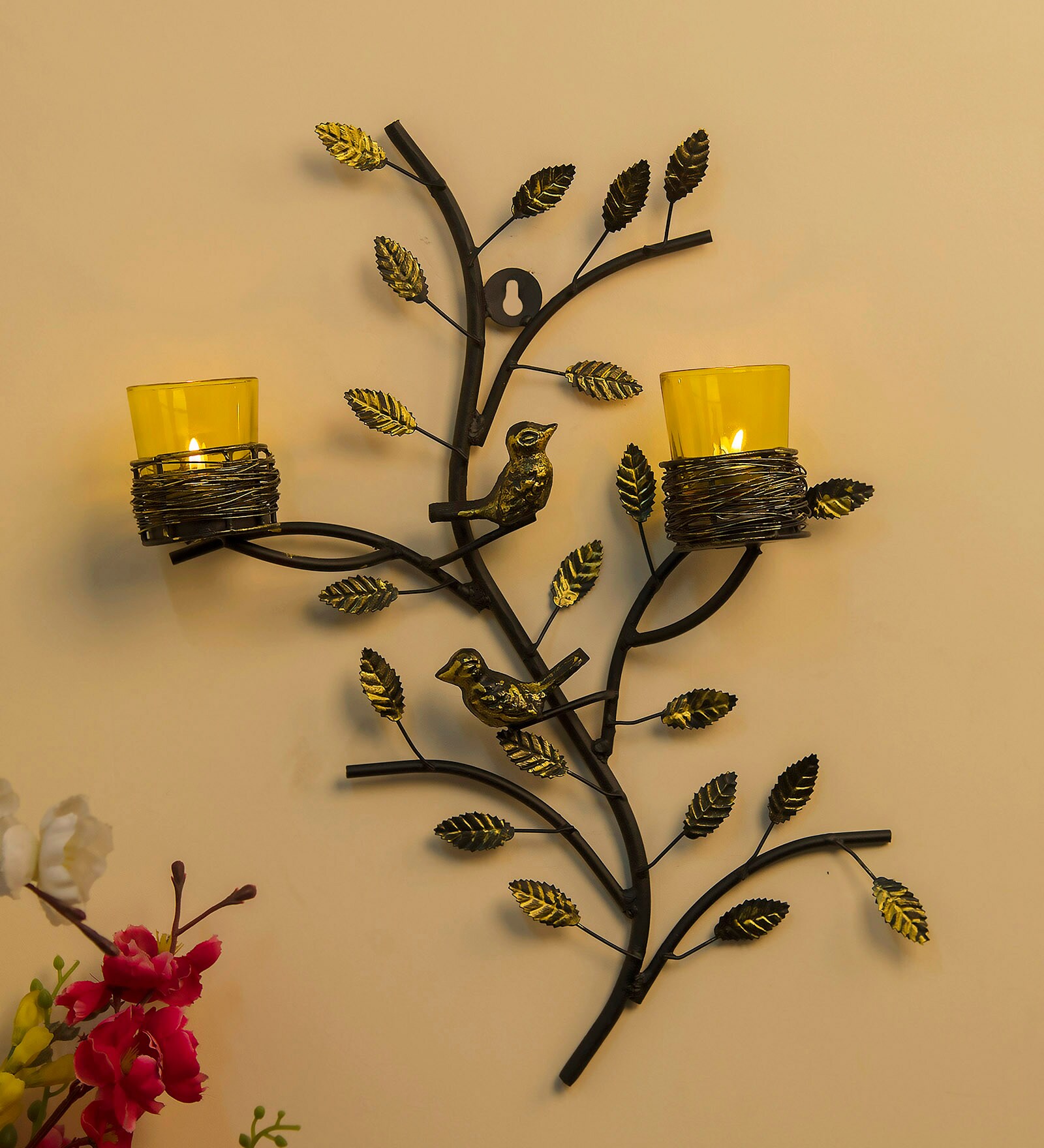 Buy Black Metal Daffodil Wall Candle Holder Online Wall Tea Light