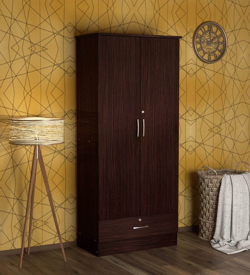 Buy Subaru Two Door Wardrobe With Mirror In Bronze Walnut Finish