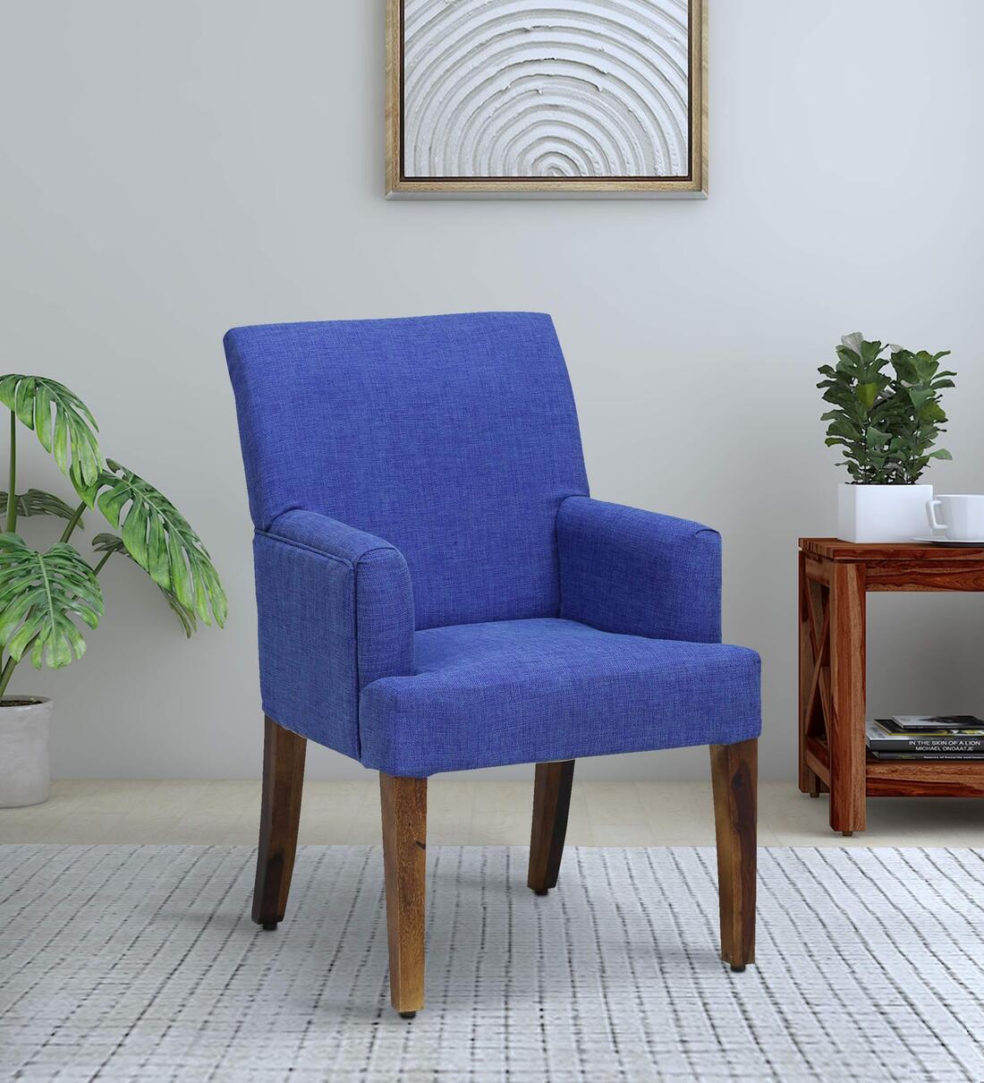 Buy Zabok Fabric Arm Chair In Provincial Teak Finish at 5 OFF by