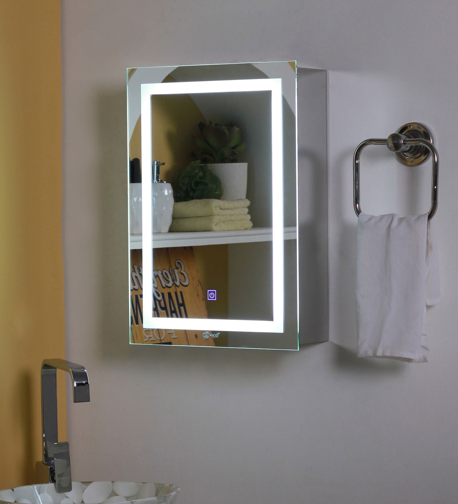 Buy Steel Stainless Steel Single Door Bathroom Mirror With Led