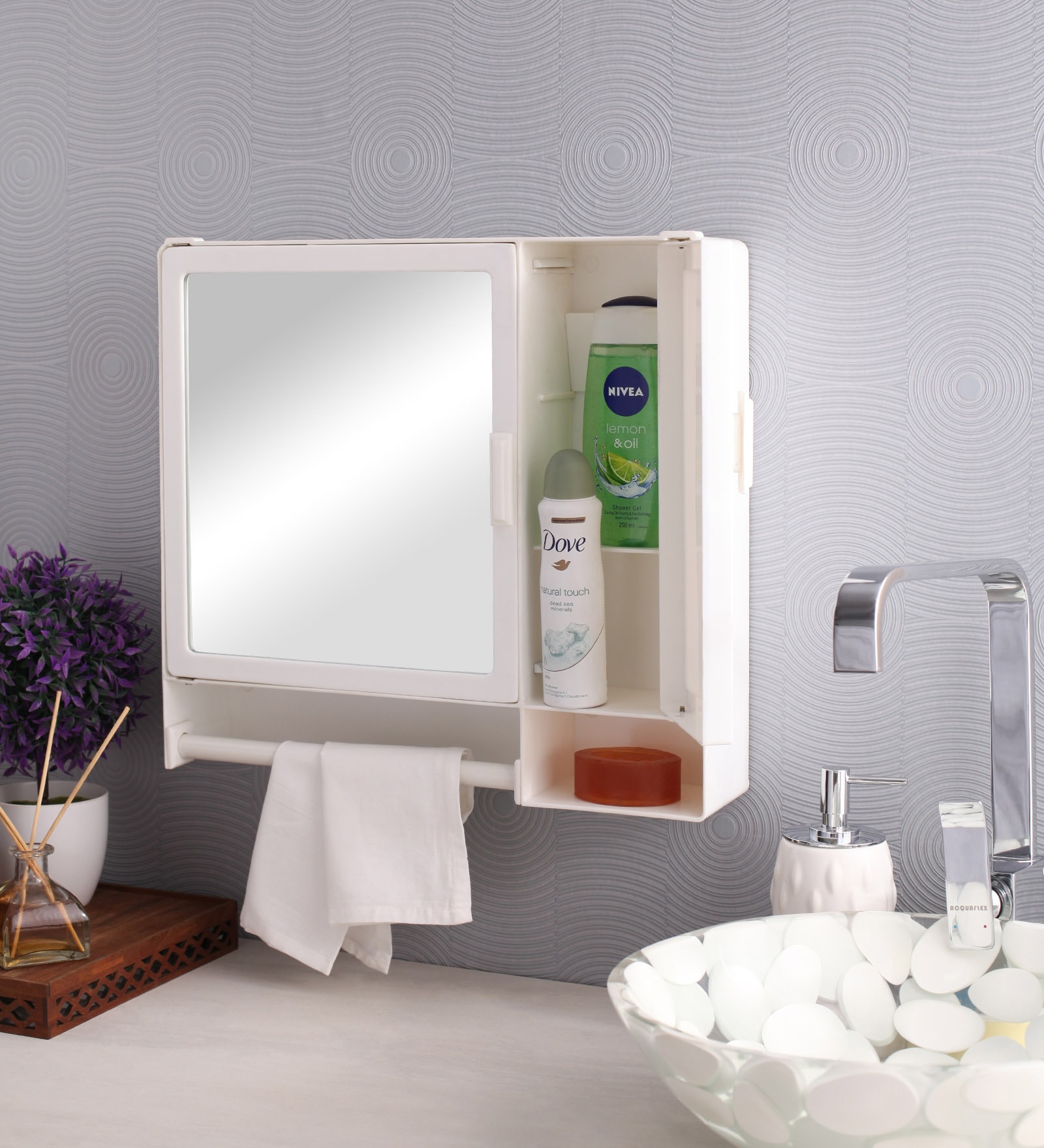 Buy Two Door Plastic Bathroom Cabinet With Mirror Online - Bathroom ...