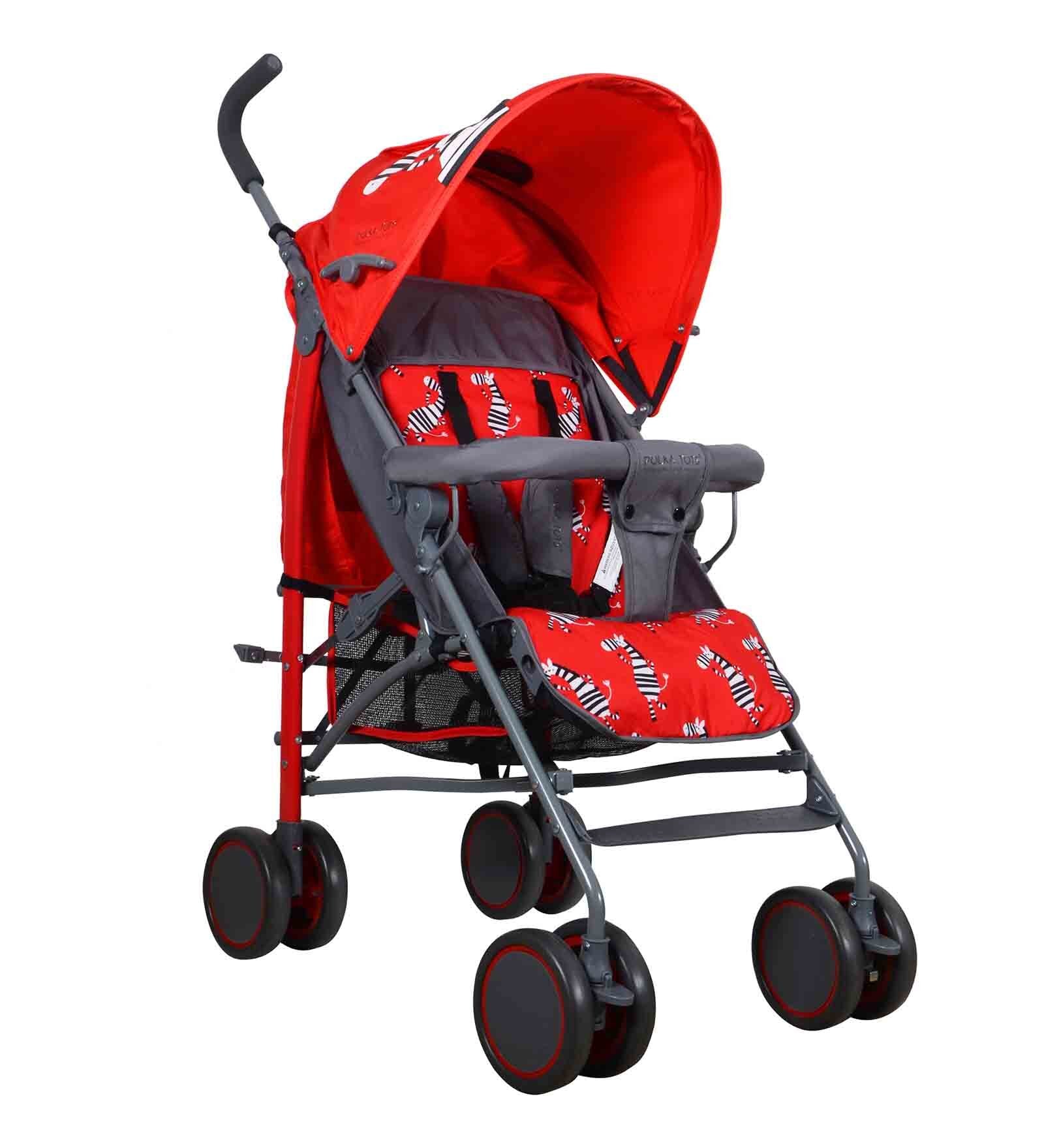 Buy Zebbie Baby Stroller with Canopy in Red Colour by Polka Tots Online