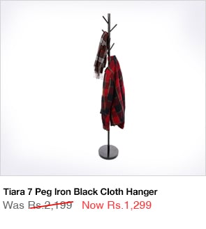 Tiara 7 Peg Iron Black Cloth Hanger